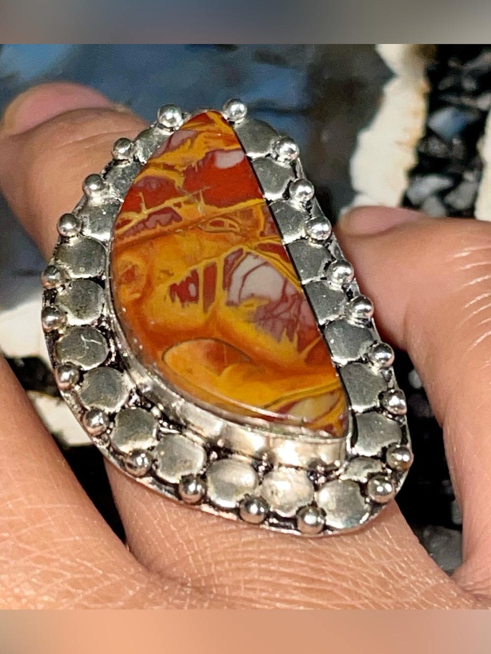 Rusty Red Mudstone Noreena Jasper Ring Size 6